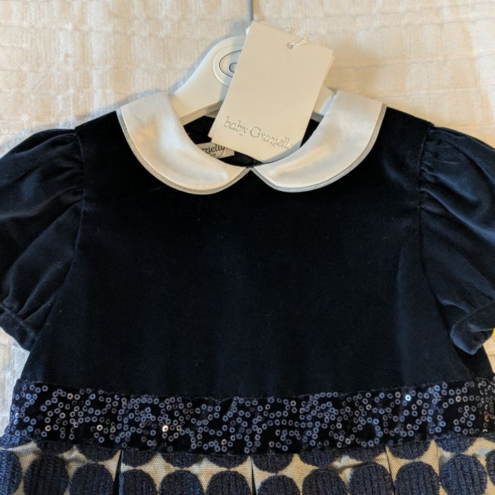 NWT baby Graziella dark blue dress - Picture 2 of 5